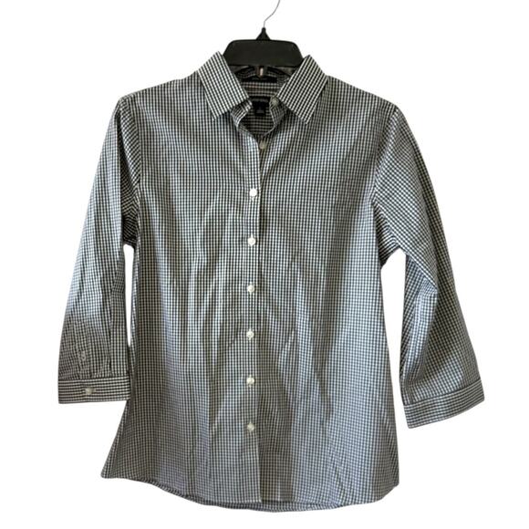 NWT Lands’ End No Iron Supima Gingham Button-Down Shirt Size 2 - Picture 1 of 5